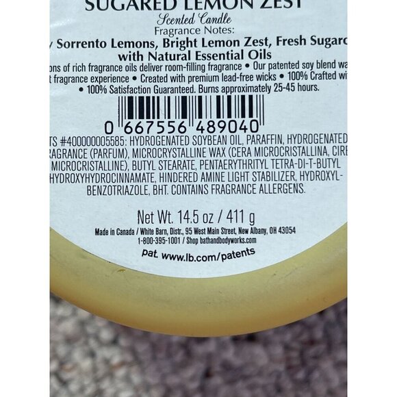 New Bath & Body Works 3-Wick Candle Sugared Lemon Zest 14.5oz White Barn - Picture 10 of 10